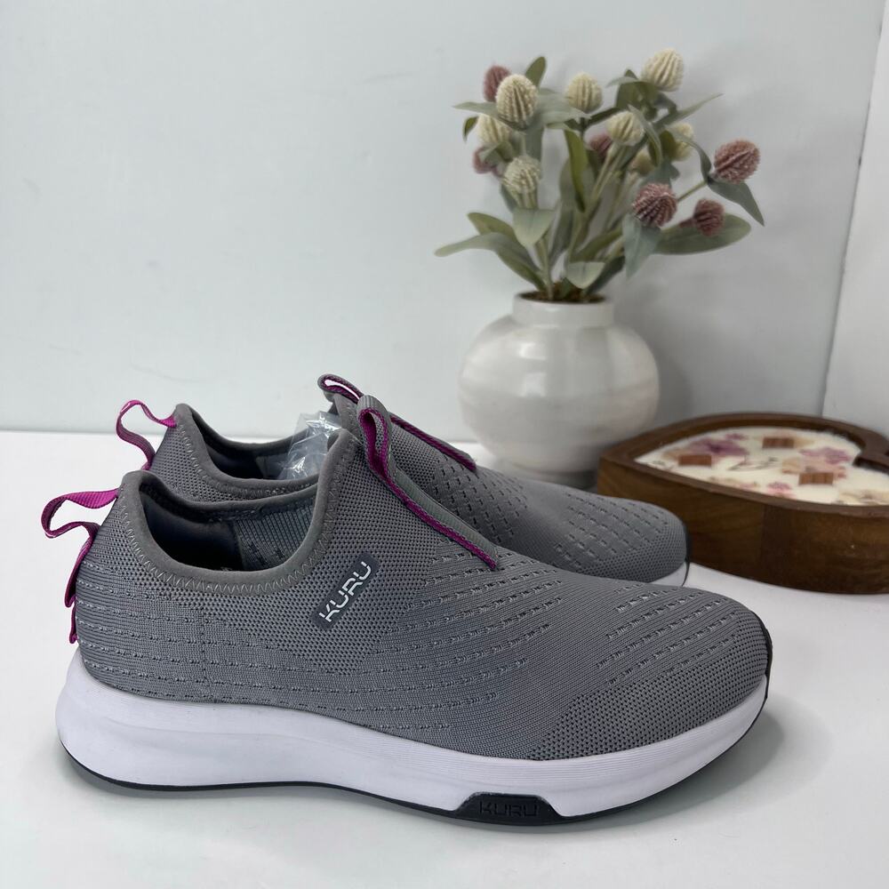 Kuru Atom Slip-on Comfort Sock-Like Sneaker Gray Women 9M NWOB Plantar Fasciitis